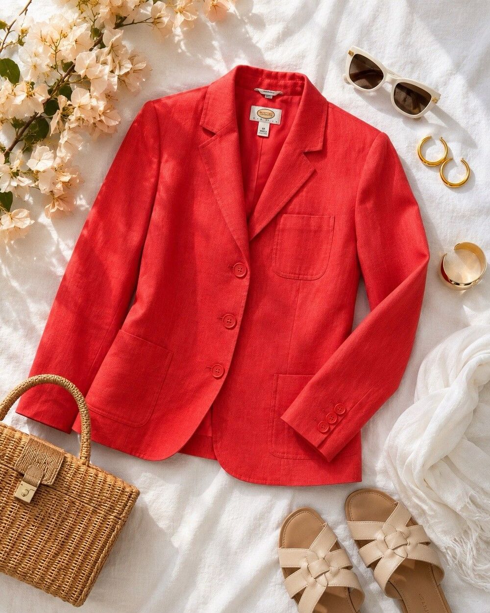 Talbots 100% Irish Linen Coral Blazer 10P